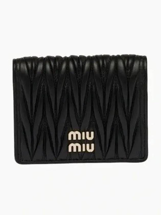 Matelasse Leather Half Wallet Black - MIU MIU - BALAAN 2