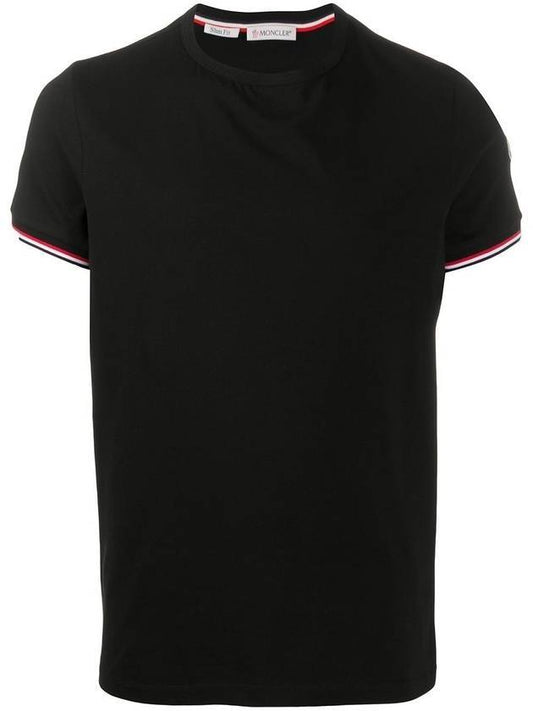 Stretch Slim Fit Cotton Short Sleeve T-Shirt Black - MONCLER - BALAAN 1