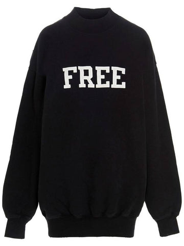 Women's Free Embroidery Distressed Sweatshirt Black - BALENCIAGA - BALAAN.