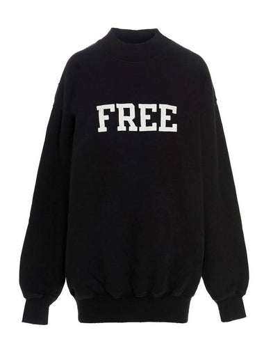 WoMen's Free Embroidery Distressed Sweatshirt Black - BALENCIAGA - BALAAN 1