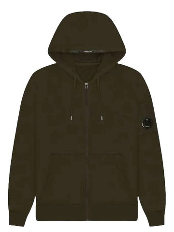 Light Fleece Zip Up Hoodie Khaki - CP COMPANY - BALAAN 1