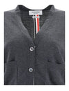 Silk Cotton Blend Relaxed V-Neck Cardigan Dark Grey - THOM BROWNE - BALAAN 7