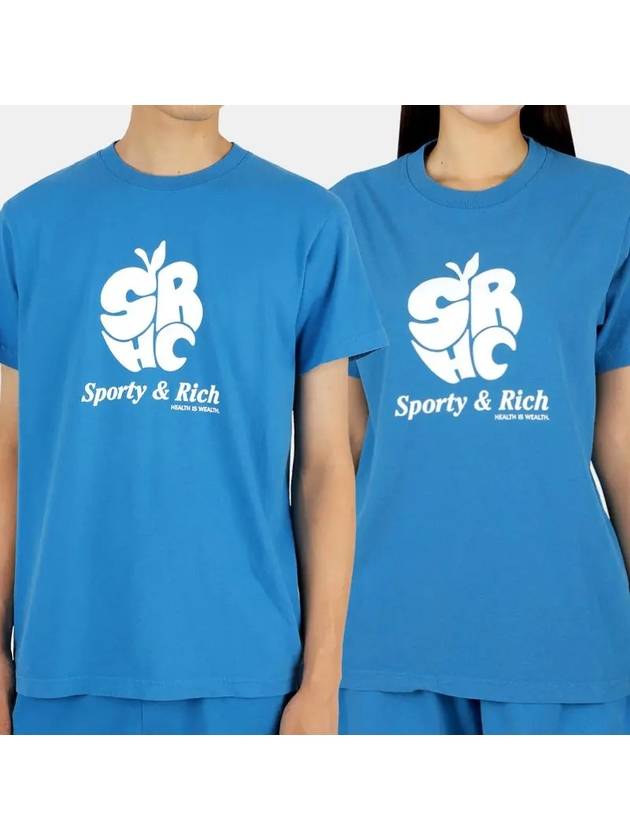 Apple Logo Short Sleeve Ocean White APPLE T SHIRT - SPORTY & RICH - BALAAN 2