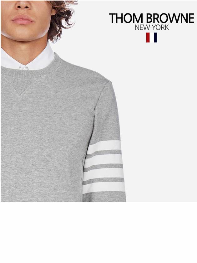 4 Bar Loopback Jersey Sweatshirt Light Grey - THOM BROWNE - BALAAN 3