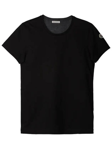 Cotton Logo Patch Short Sleeve T-Shirt Black - MONCLER - BALAAN 1