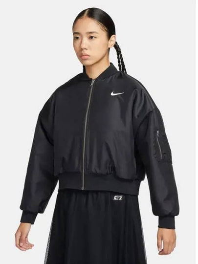 NSW Reversible Pouf Bomber Jacket Black - NIKE - BALAAN 2