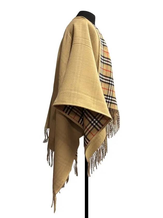 Women's Check Reversible Wool Cape Beige - BURBERRY - BALAAN 6