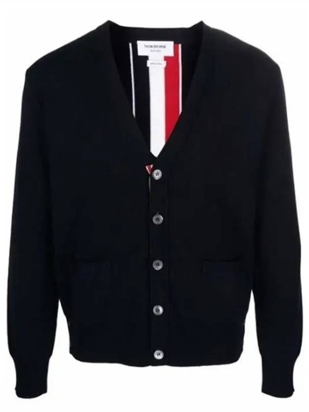 Men's Centerback Stripe Milino Stitch Wool Cardigan Navy - THOM BROWNE - BALAAN 2