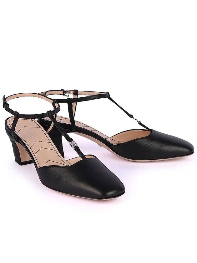 Petite GG Leather Slingback Heel Black - GUCCI - BALAAN 2