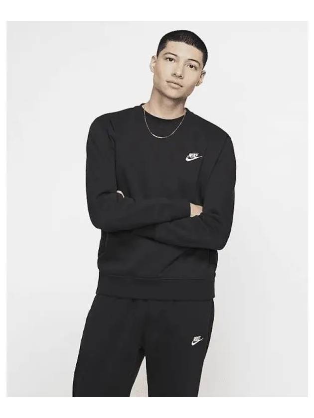 Club Fleece Crew Sweatshirt Black - NIKE - BALAAN 2