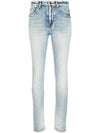 Women's Denim Skinny Jeans Light Blue - SAINT LAURENT - BALAAN 2