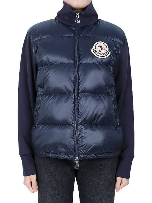 Logo Patch Knit Padded Zip-up Jacket Navy - MONCLER - BALAAN 2