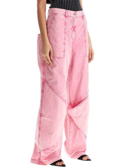 high-waisted loose fit pink palazzo pants in cotton - THE ATTICO - BALAAN 2