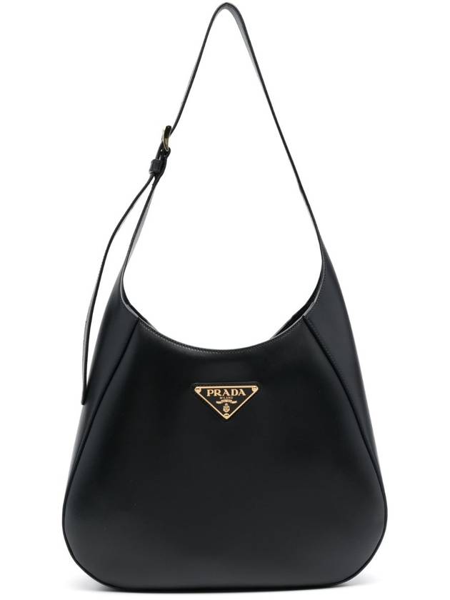 Triangle Logo Leather Shoulder Bag Black - PRADA - BALAAN 2