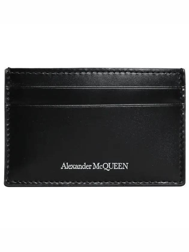 Silver Logo Printed Leather Card Wallet Black - ALEXANDER MCQUEEN - BALAAN 2