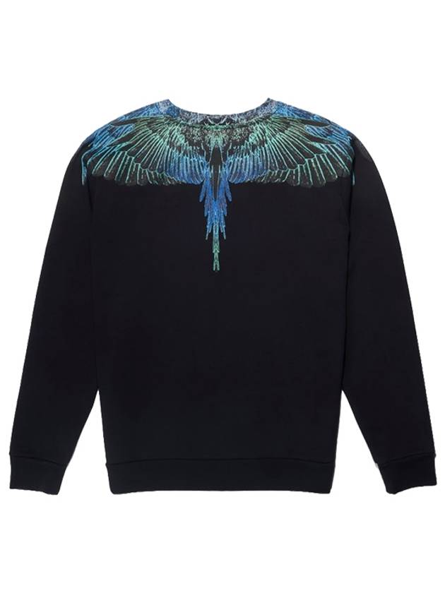 Wing Print Crew Neck Sweatshirt Black - MARCELO BURLON - BALAAN 3