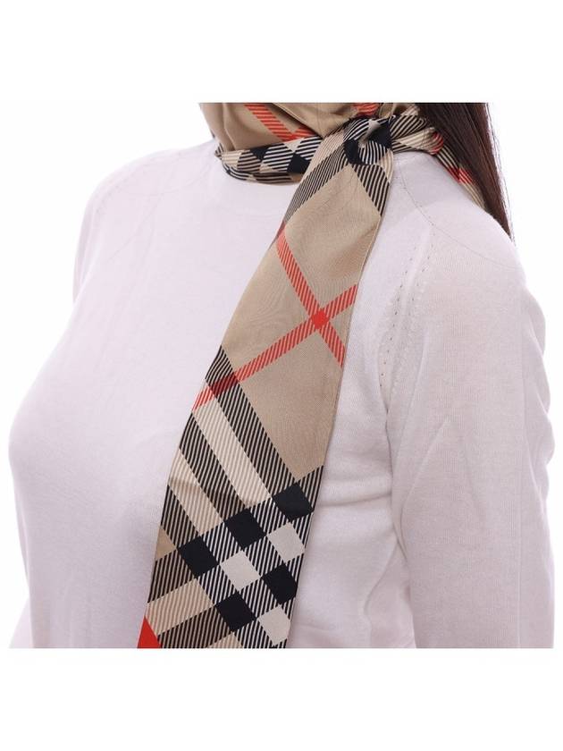 Check Red Hem Silk Scarf Beige - BURBERRY - BALAAN 6