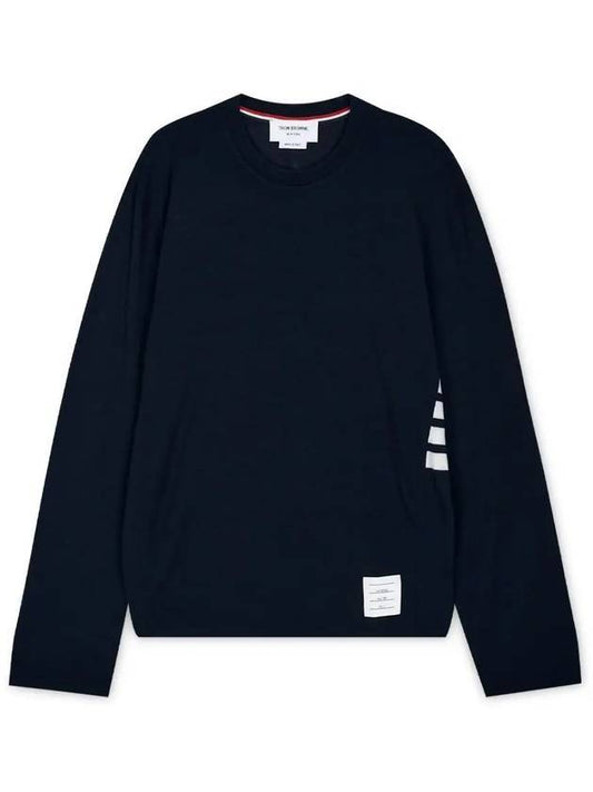Wool Jersey 4-Bar Long Sleeve T-Shirt Navy - THOM BROWNE - BALAAN 1
