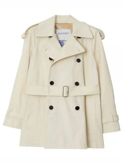 Short Gabardine Trench Coat Ivory - BURBERRY - BALAAN 2