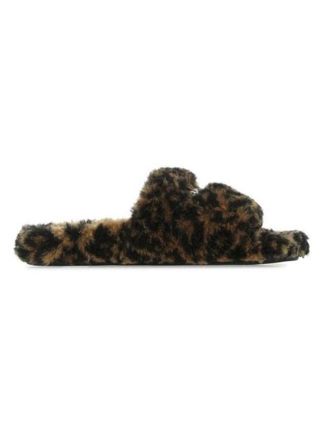 Leopard Pattern Fake Fur Slide Slippers - BALENCIAGA - BALAAN 1