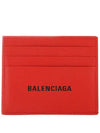 Logo Print Leather Card Wallet Red - BALENCIAGA - BALAAN 2