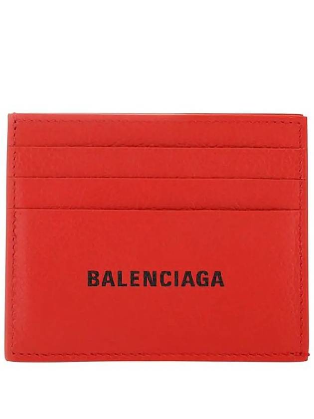 Logo Print Leather Card Wallet Red - BALENCIAGA - BALAAN 2