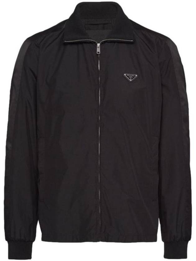 Silk blend zip up jacket black - PRADA - BALAAN 1