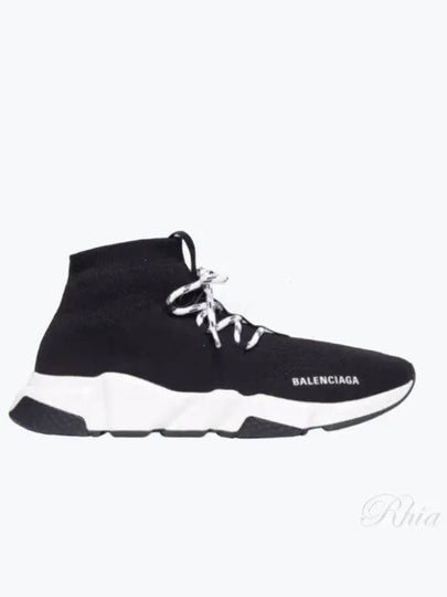 Speedrunner Knit Lace Up High Top Sneakers Black - BALENCIAGA - BALAAN 2