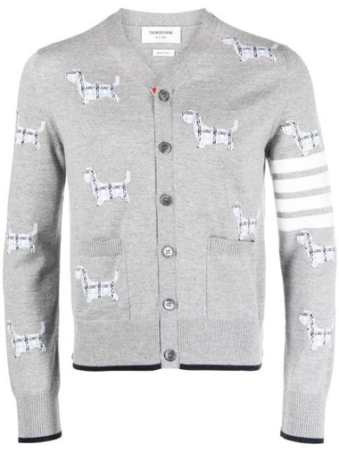 Hector Motif 4 Bar Cardigan Grey - THOM BROWNE - BALAAN 1