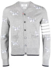 Hector Motif 4 Bar Cardigan Grey - THOM BROWNE - BALAAN 1