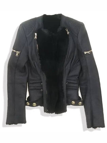 Smith Market black leather jacket women s clothing - BALMAIN - BALAAN 1