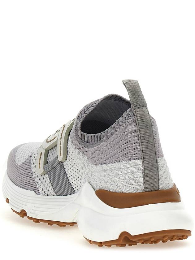 Women's High Tech Fabric Leather Low Top Sneakers Grey - TOD'S - BALAAN 4