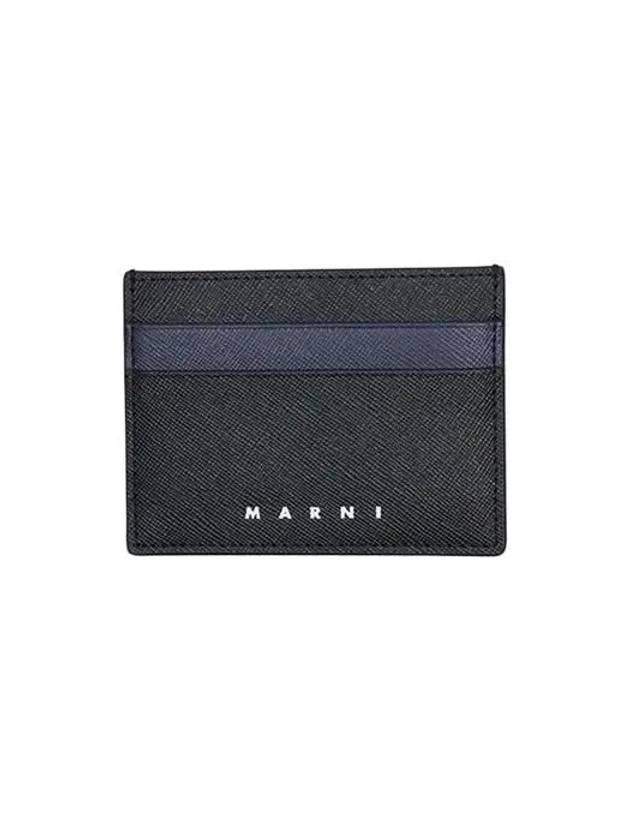 Bicolor Leather Card Wallet Black - MARNI - BALAAN 2