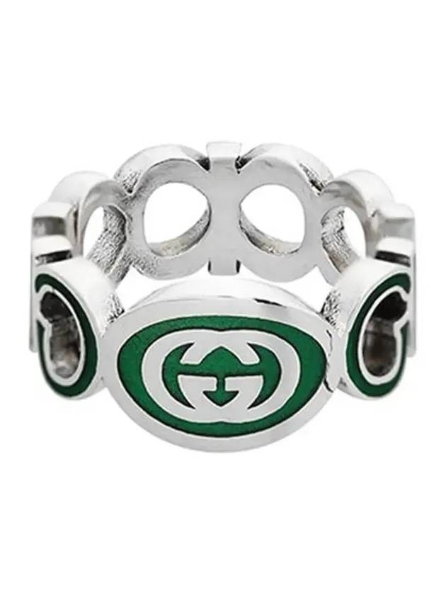 Interlocking G Ring Silver Green - GUCCI - BALAAN 4