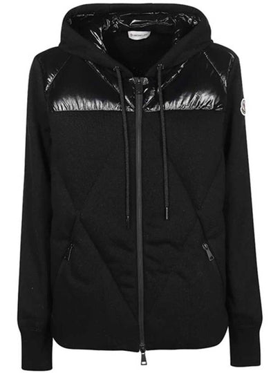 Logo Patch Velcro Zip Up Hoodie Black - MONCLER - BALAAN 2