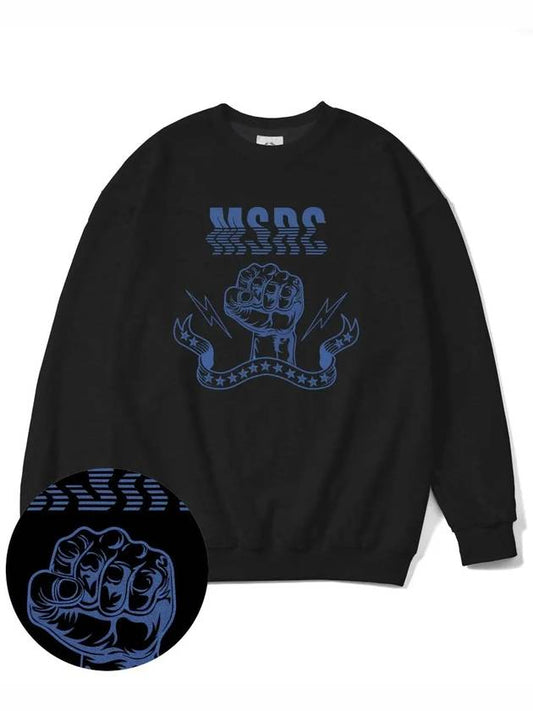 Punchline Indigo Blue Overfit Sweatshirt Black - MONSTER REPUBLIC - BALAAN 1