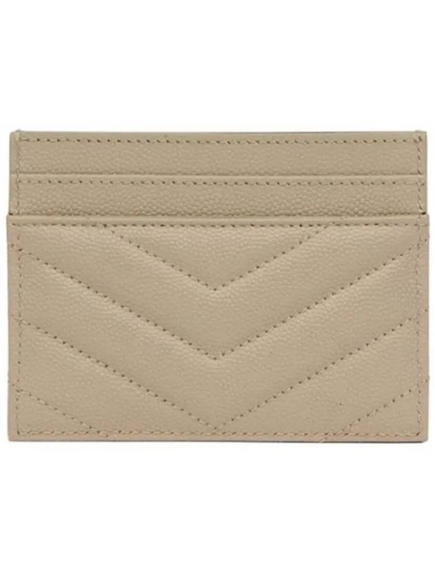 Gold Hardware Matelasse Caviar Leather Card Wallet Dark Beige - SAINT LAURENT - BALAAN 3