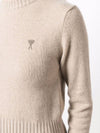 Heart Logo Cashmere Knit Top Beige - AMI - BALAAN 6