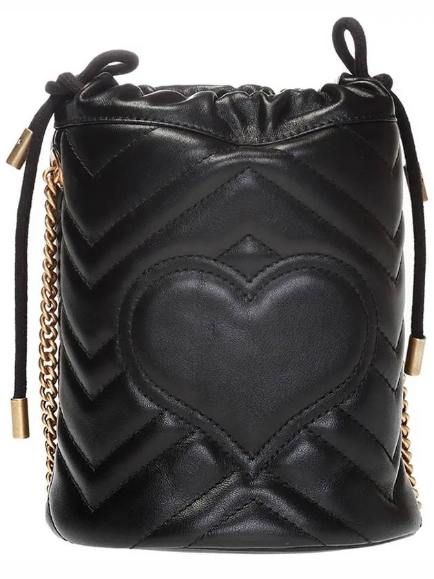 GG Marmont Gold Chain Mini Bucket Bag Black - GUCCI - BALAAN 5