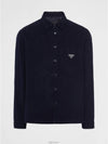 Triangle Logo Corduroy Shirt Jacket Blue - PRADA - BALAAN 6