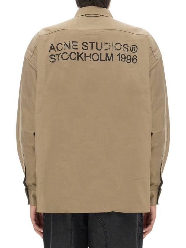 Studios Oversized Cotton Long Sleeve Shirt Beige - ACNE STUDIOS - BALAAN 4