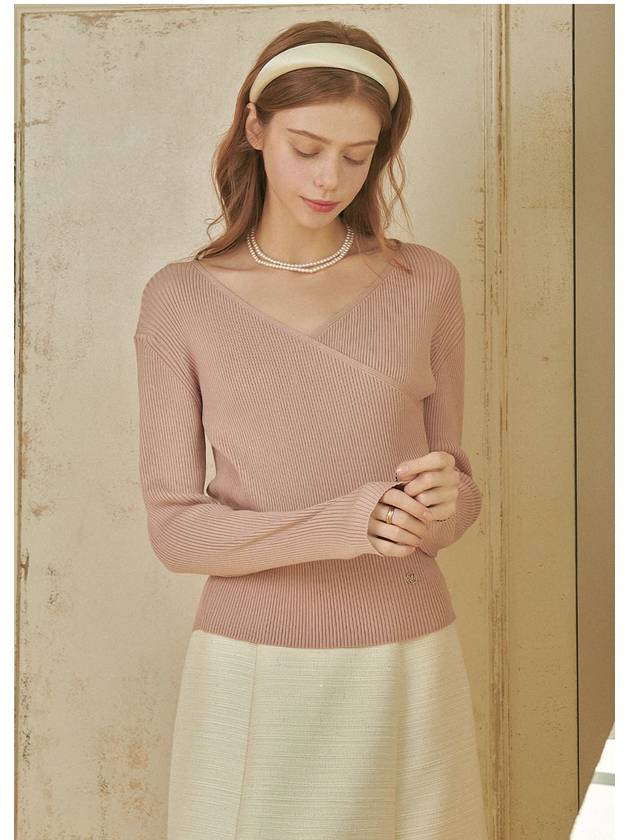 Eflores V-neck wrap knit top pink - MICANE - BALAAN 4