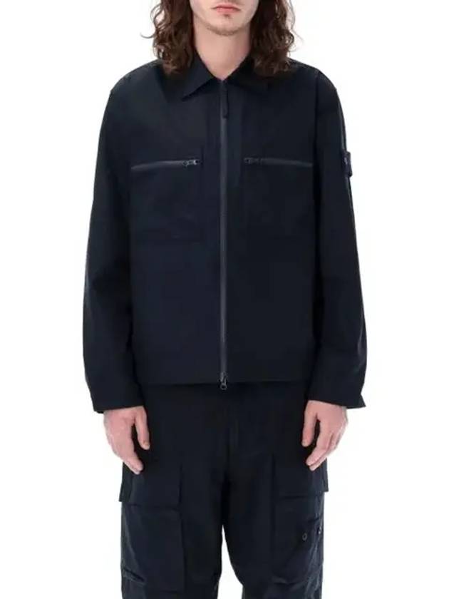 Cotton Canvas Zip-up Jacket Navy - STONE ISLAND - BALAAN 3