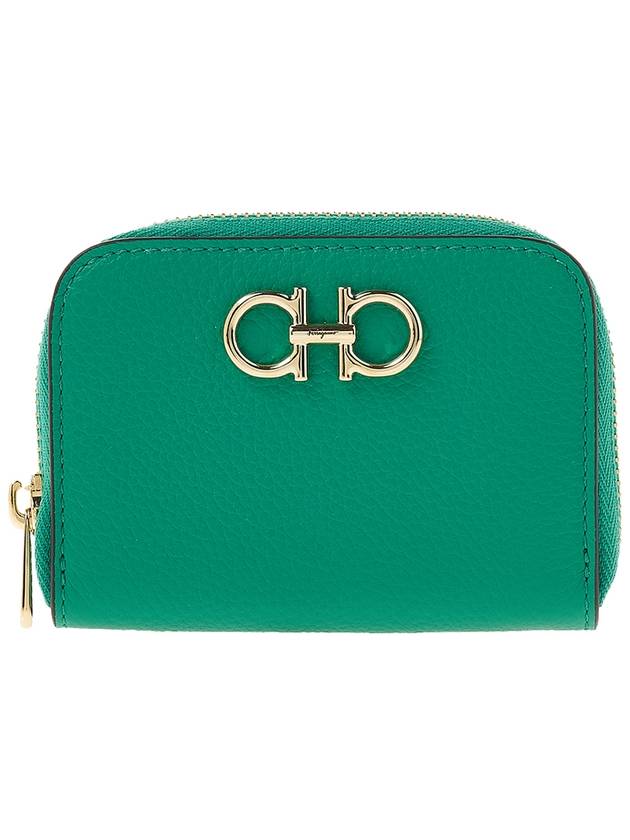 Women's Gancini Logo Zipper Card Wallet Green - SALVATORE FERRAGAMO - BALAAN 2