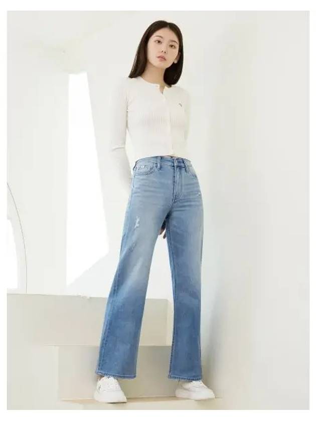 Jeans High Rise Denim Wide Jeans Light Blue - CALVIN KLEIN - BALAAN 2