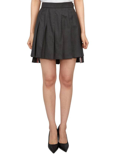 RMB Wool Mini Pleated Skirt Dark Grey - THOM BROWNE - BALAAN 2