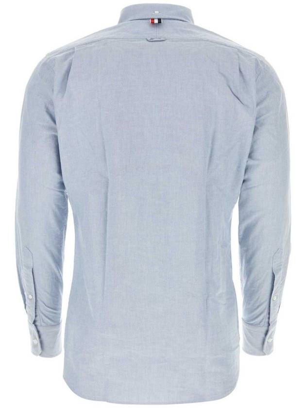 Men's Logo Patch Classic Cotton Long-Sleeved Shirt White Light Blue - THOM BROWNE - BALAAN 3