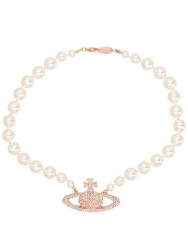 One Row Pearl Bas Relief Necklace Rose Gold - VIVIENNE WESTWOOD - BALAAN 1