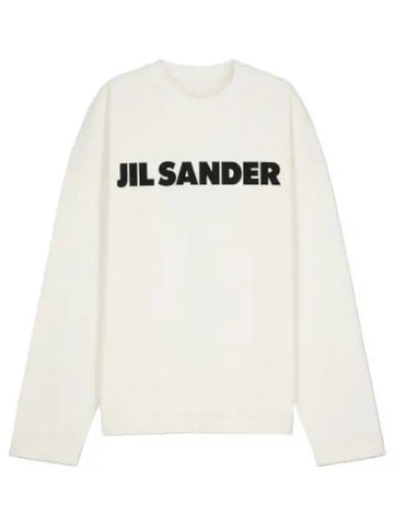 Logo detail crew neck t shirt white long sleeve - JIL SANDER - BALAAN 1