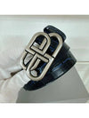 Men s Navy Metal Logo Buckle Crocodile Emboss Calf Leather Belt 570370 4611T 568024 - BALENCIAGA - BALAAN 5